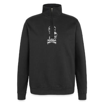 Three skulls, hear, see and speak no evil - Quarter-Zip Sweatshirt - black - Front - AI Model Female 172 light (172cm) & AI Model Male 178 dark (178cm)