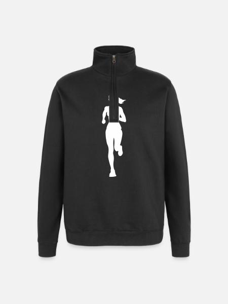 Silhouette de la coureuse marathonienne - Sweat à zip 1/4 - noir