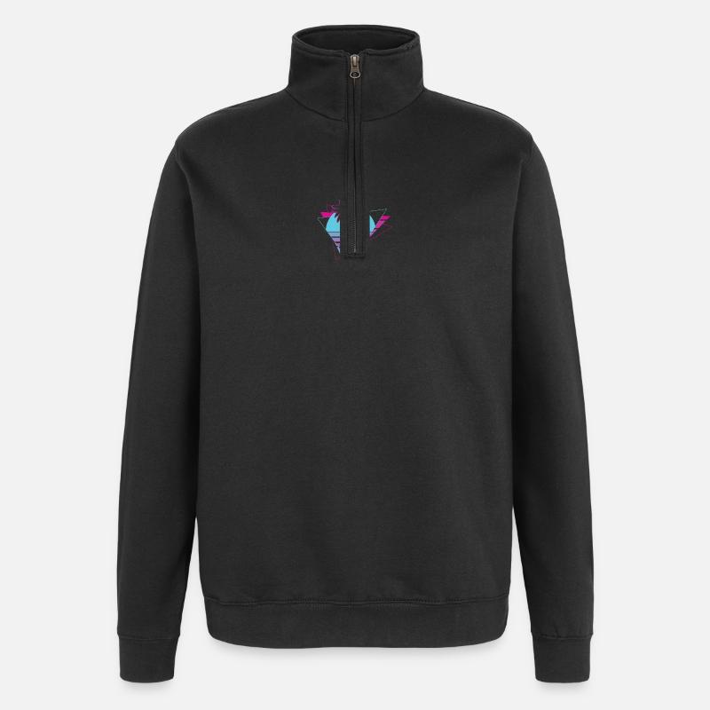 Neon Palm Trees Retro Scene - Quarter-Zip Sweatshirt - black