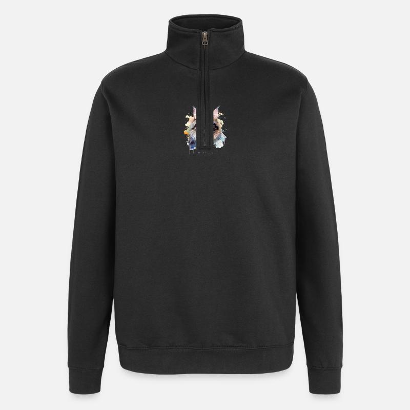 Katze Wasserfarben Maincoon - Quarter-Zip-Sweatshirt - Schwarz