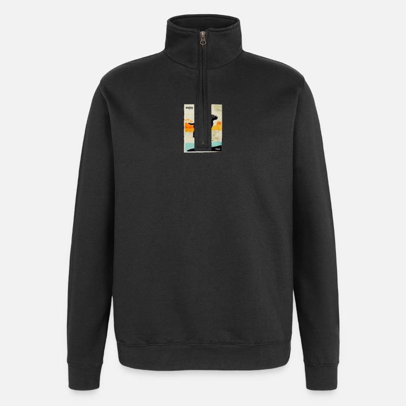 Sonnenuntergangs-labrador mit Brille - Quarter-Zip-Sweatshirt - Schwarz