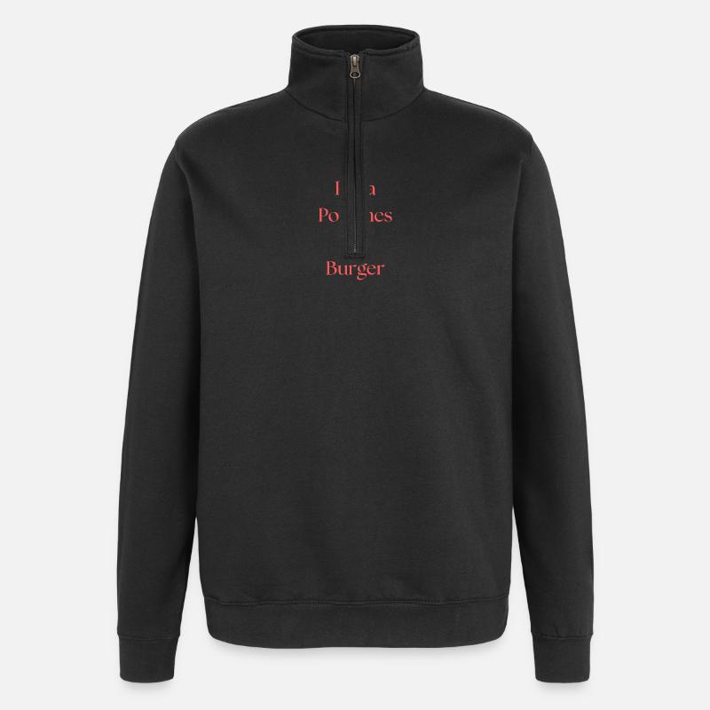 Pizza, Pommes & Burger - Quarter-Zip-Sweatshirt - Schwarz