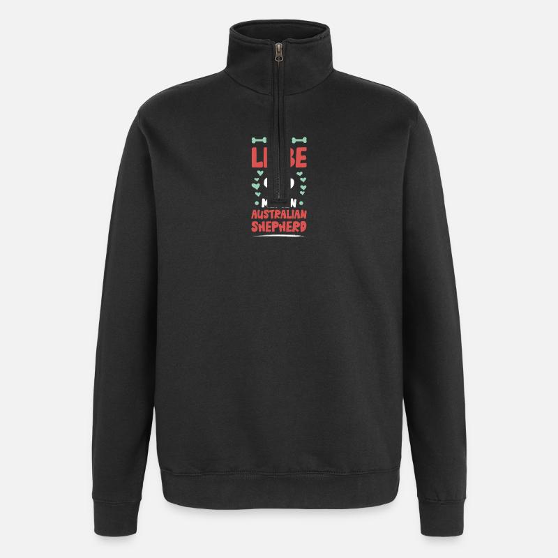 J’adore mon berger australien - Sweat à zip 1/4 - noir