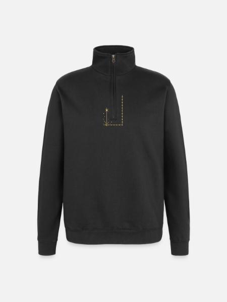 Goldene Sternpflanze am Rand - Quarter-Zip-Sweatshirt - Schwarz