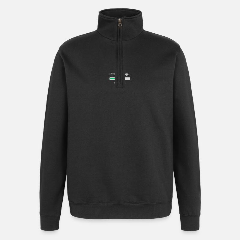 Introvert Loading - Quarter-Zip Sweatshirt - black