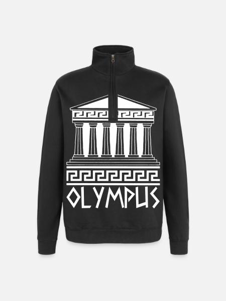 White Temple at Mount Olympus - Quarter-Zip Sweatshirt - black