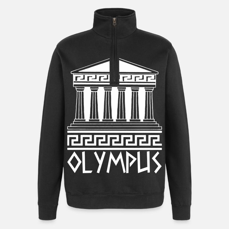 White Temple at Mount Olympus - Quarter-Zip Sweatshirt - black