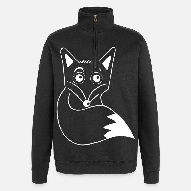 Renard blanc mignon - Sweat à zip 1/4 - noir