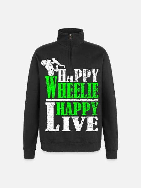 Wheelie Motiv - Quarter-Zip-Sweatshirt - Schwarz
