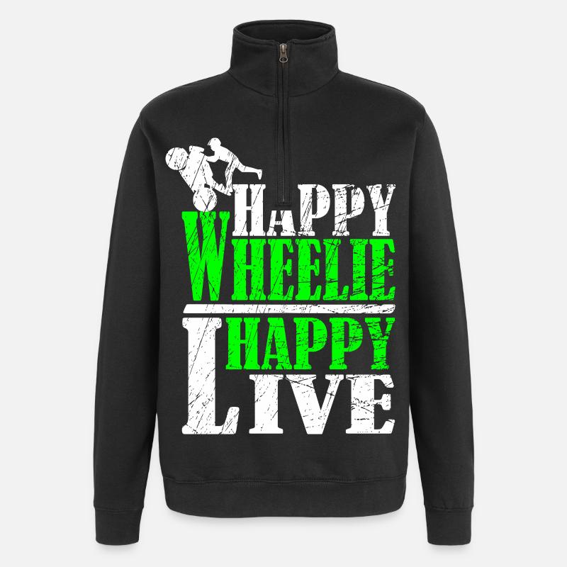 Wheelie Motiv - Quarter-Zip-Sweatshirt - Schwarz