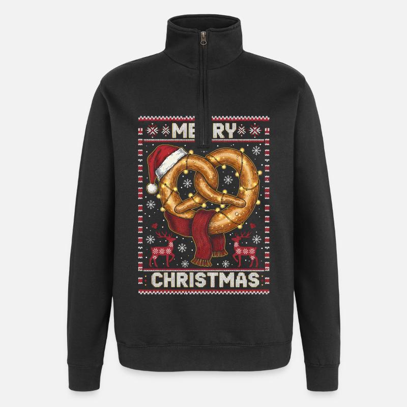 Bretzel de Noël - Sweat à zip 1/4 - noir