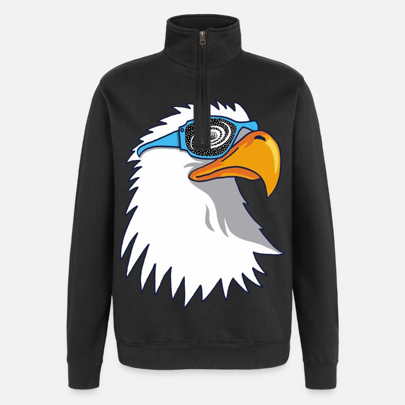 Eagle and Galactic Goggles - Quarter-Zip Sweatshirt - black