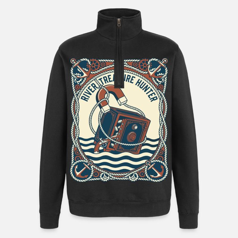  Magnetfischen Fluss Schatzsucher - Quarter-Zip-Sweatshirt - Schwarz