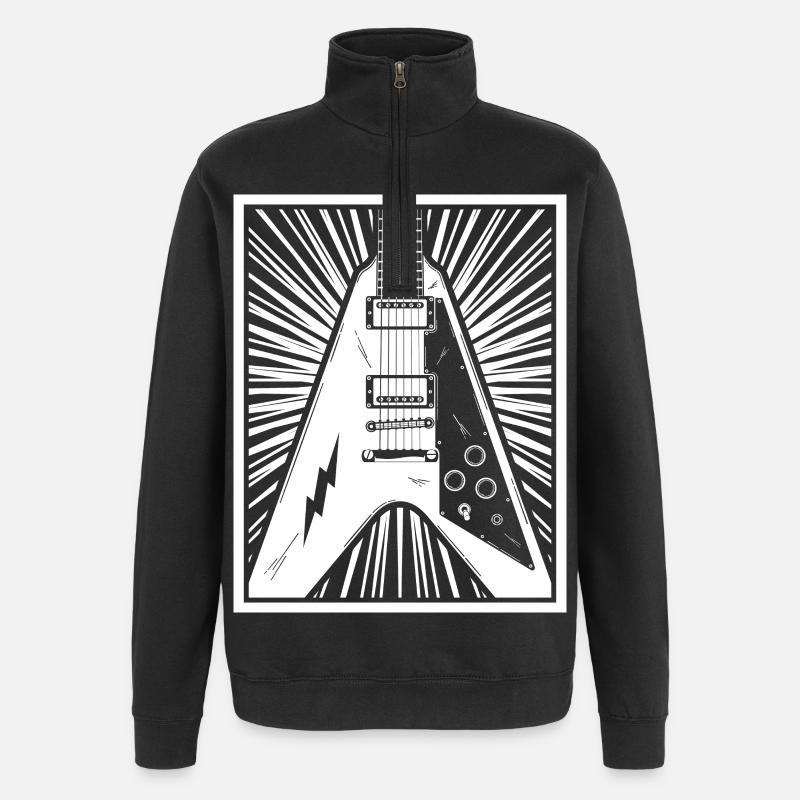 Silhouette de guitare électrique - Sweat à zip 1/4 - noir