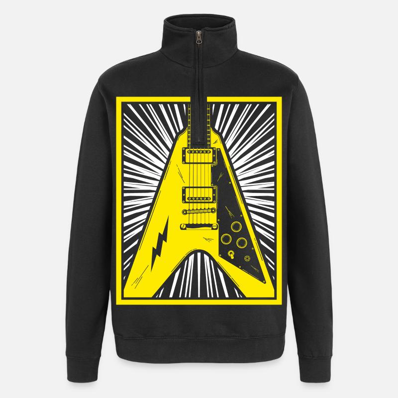 Silhouette de guitare électrique - Sweat à zip 1/4 - noir