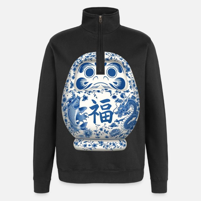 Daruma - Sweat à zip 1/4 - noir
