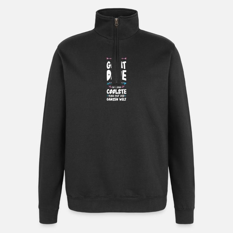 dicton du chien dogue allemand - Sweat à zip 1/4 - noir