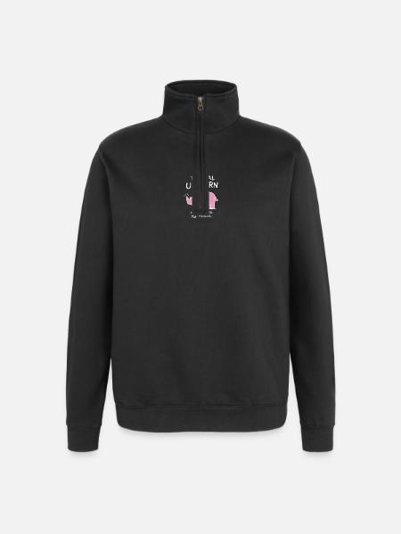 Einhorn Ohne Glitzer - Quarter-Zip-Sweatshirt - Schwarz
