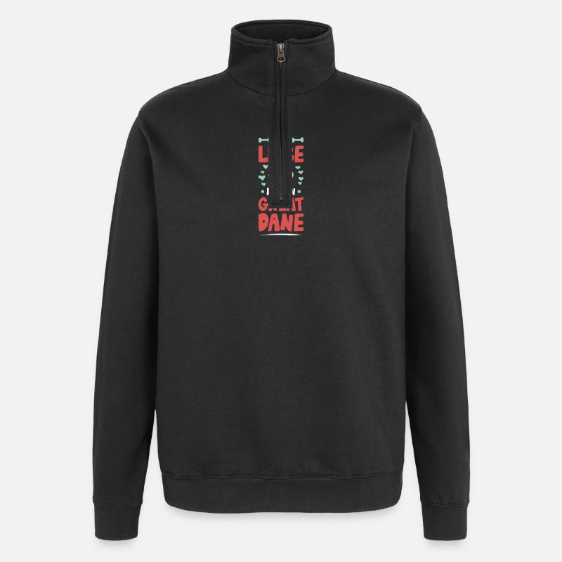 Ich liebe meinen Great Dane - Quarter-Zip-Sweatshirt - Schwarz