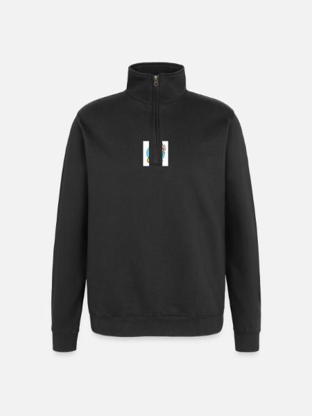 Lachender Frosch mit Geldregen - Quarter-Zip-Sweatshirt - Schwarz