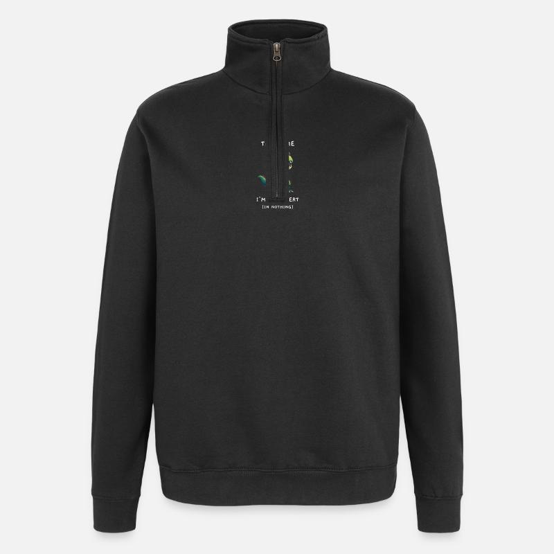 Lustiger T-Rex "Rexpert in Nichts" Spruch - Quarter-Zip-Sweatshirt - Schwarz