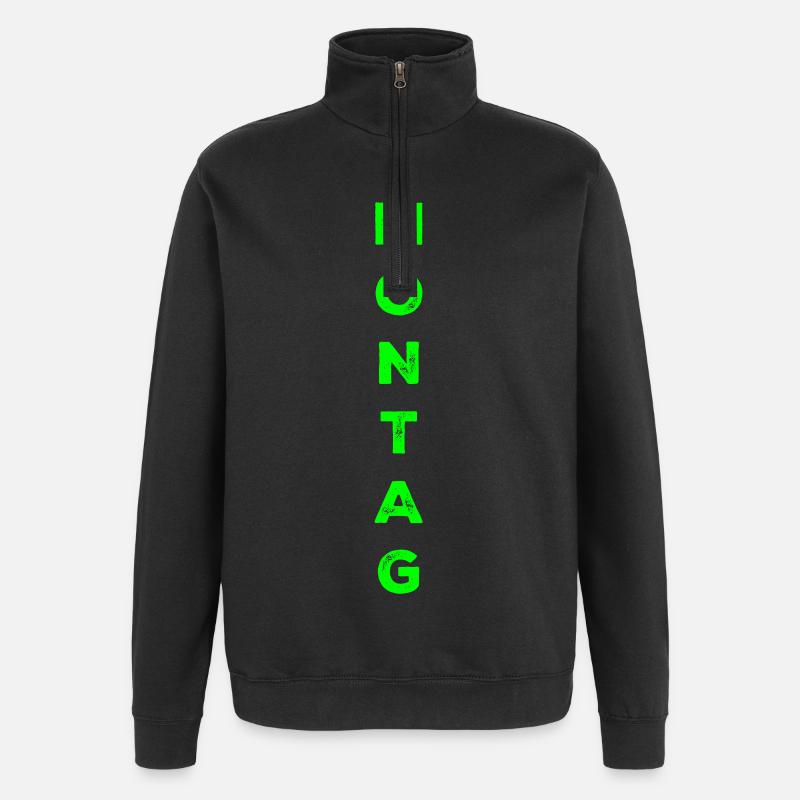 Lundi - vert - Sweat à zip 1/4 - noir