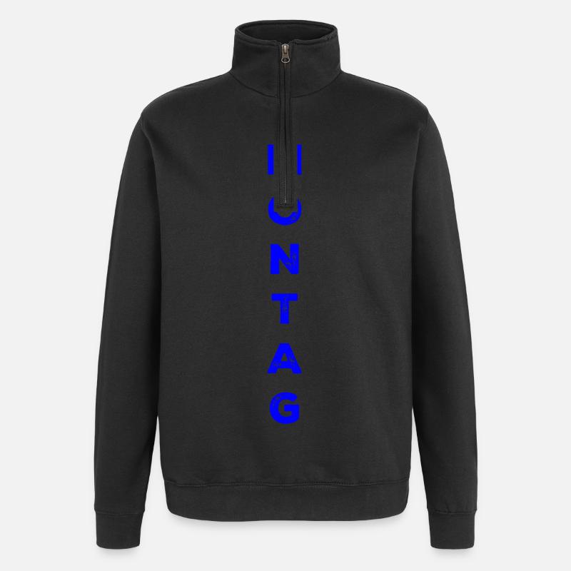 Lundi - bleu - Sweat à zip 1/4 - noir