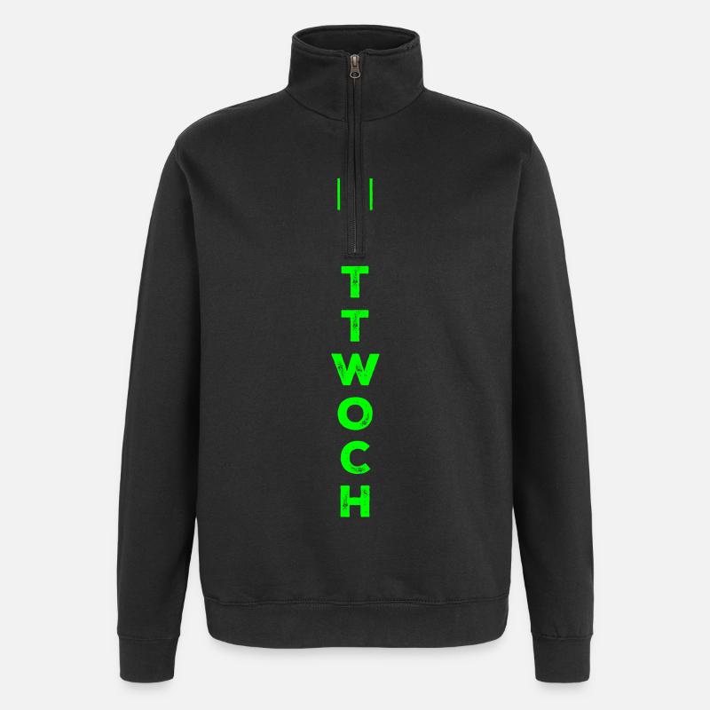 Mercredi - vert - Sweat à zip 1/4 - noir