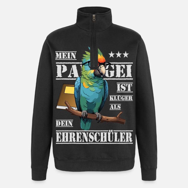 My parrot is smarter... - Quarter-Zip Sweatshirt - black