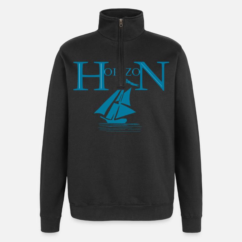 Boot und Horizont - Quarter-Zip-Sweatshirt - Schwarz