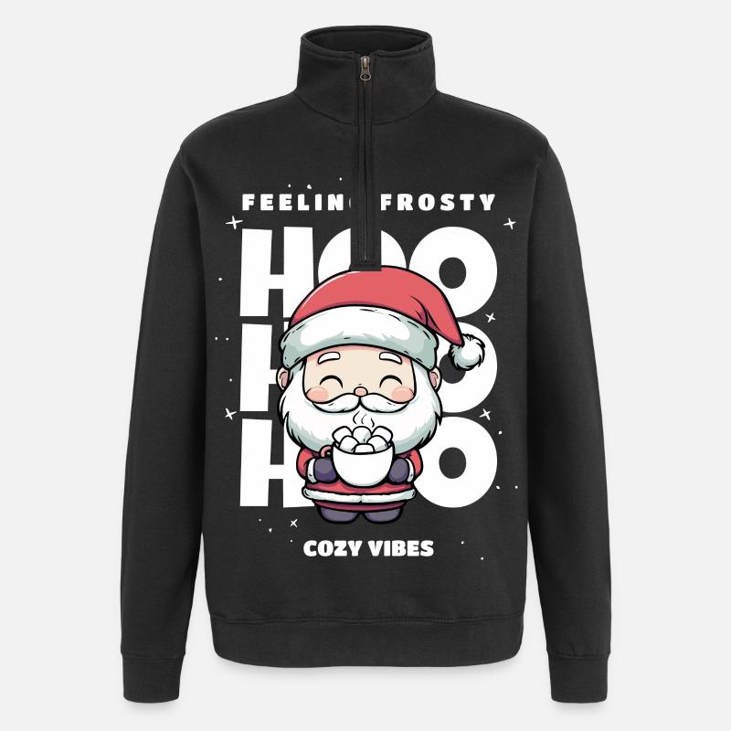 Weihnachten Pullover - Weihnachtsmann, Geschenk - Quarter-Zip-Sweatshirt - Schwarz