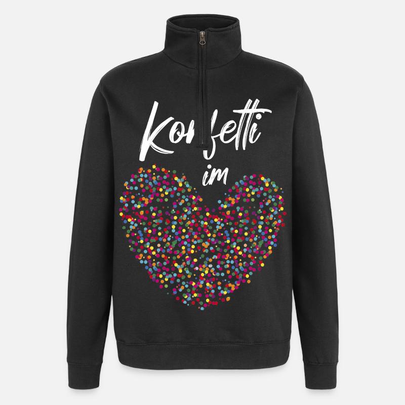 Stimmung Konfetti Fasching Karneval Silvester - Quarter-Zip-Sweatshirt - Schwarz