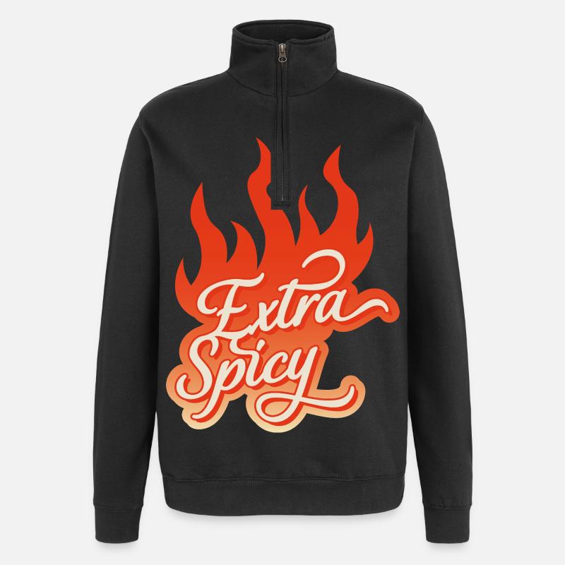Extra picante – Tipografía ardiente - Sudadera con cremallera 1/4 - negro