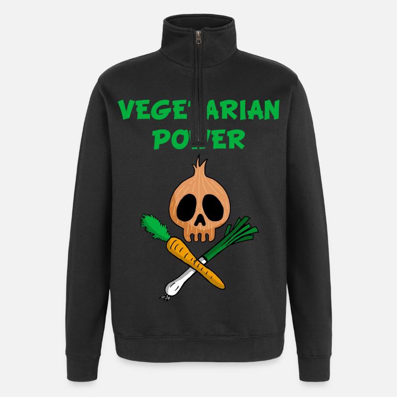 Die Kraft der Vegetarier - Quarter-Zip-Sweatshirt - Schwarz