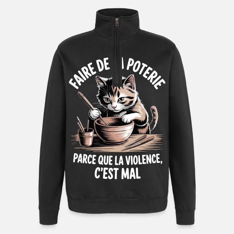 Pottery, because violence is bad - Quarter-Zip Sweatshirt - black