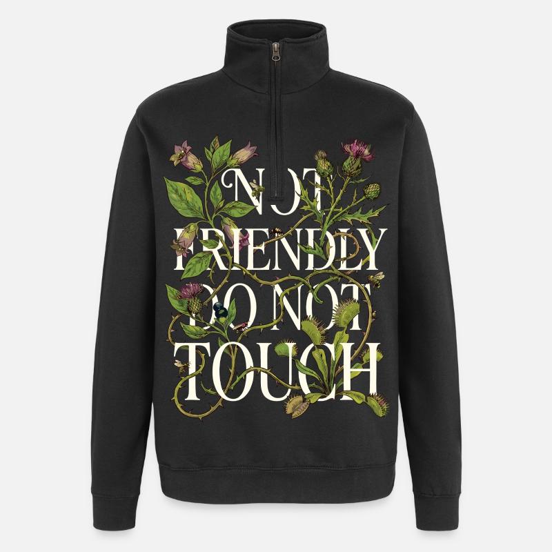 Fleur Pas amicale Drôle Sarcastique - Sweat à zip 1/4 - noir