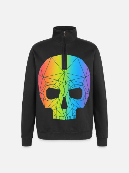 Schädel in Farbe - Quarter-Zip-Sweatshirt - Schwarz