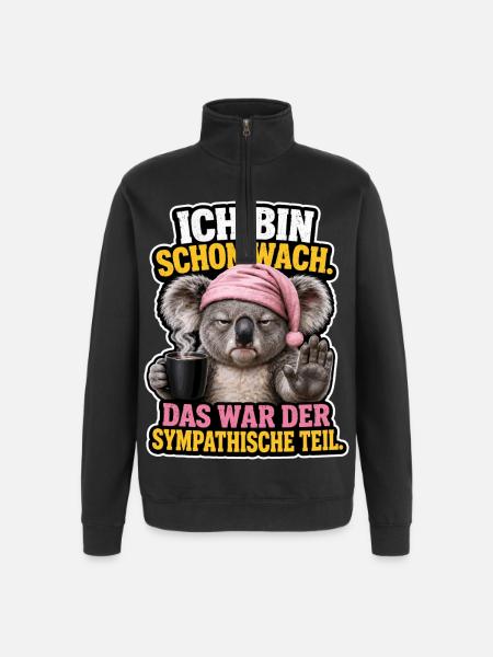 Wach Aber Nicht Ansprechbar - Quarter-Zip-Sweatshirt - Schwarz
