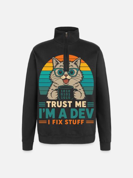 Croyez-moi, je suis développeur – programmeur chat - Sweat à zip 1/4 - noir