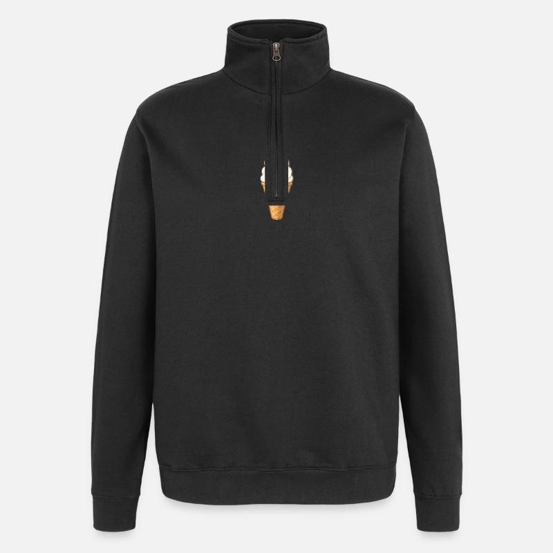 Vanille-Softeis - Quarter-Zip-Sweatshirt - Schwarz