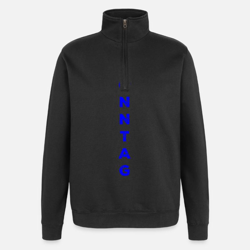 Dimanche - bleu - Sweat à zip 1/4 - noir