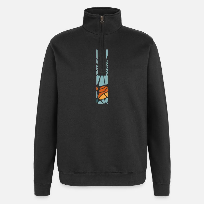 Buchstabe i Blumen groovy Geschenkidee - Quarter-Zip-Sweatshirt - Schwarz