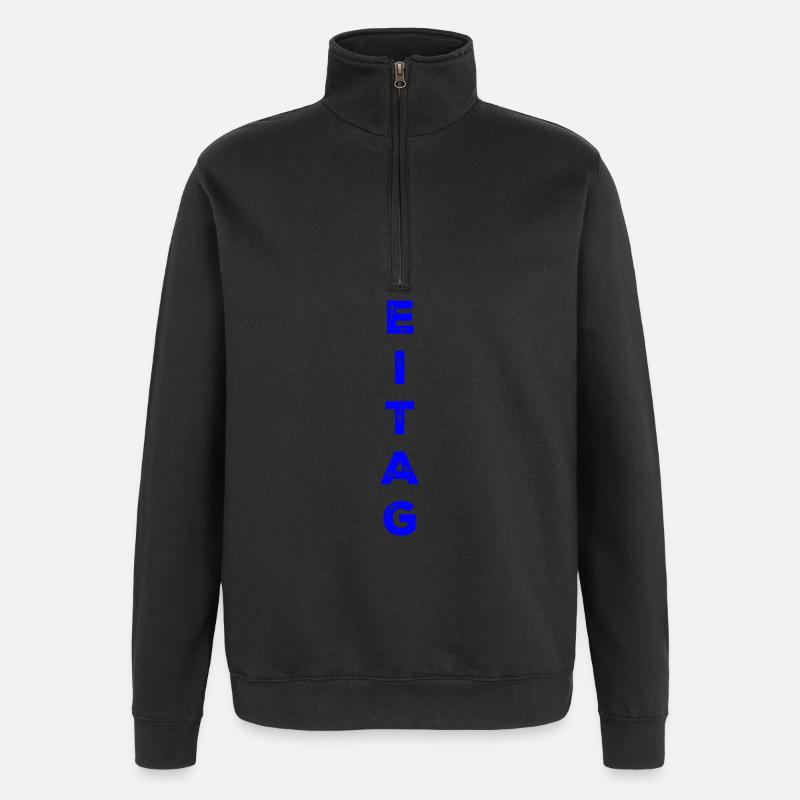 Vendredi - bleu - Sweat à zip 1/4 - noir
