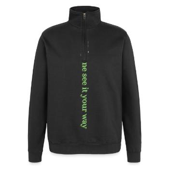 Aide-moi à voir les choses à ta façon - Sweat à zip 1/4 - noir - Devant - AI Model Female 172 light (172cm) & AI Model Male 178 dark (178cm)