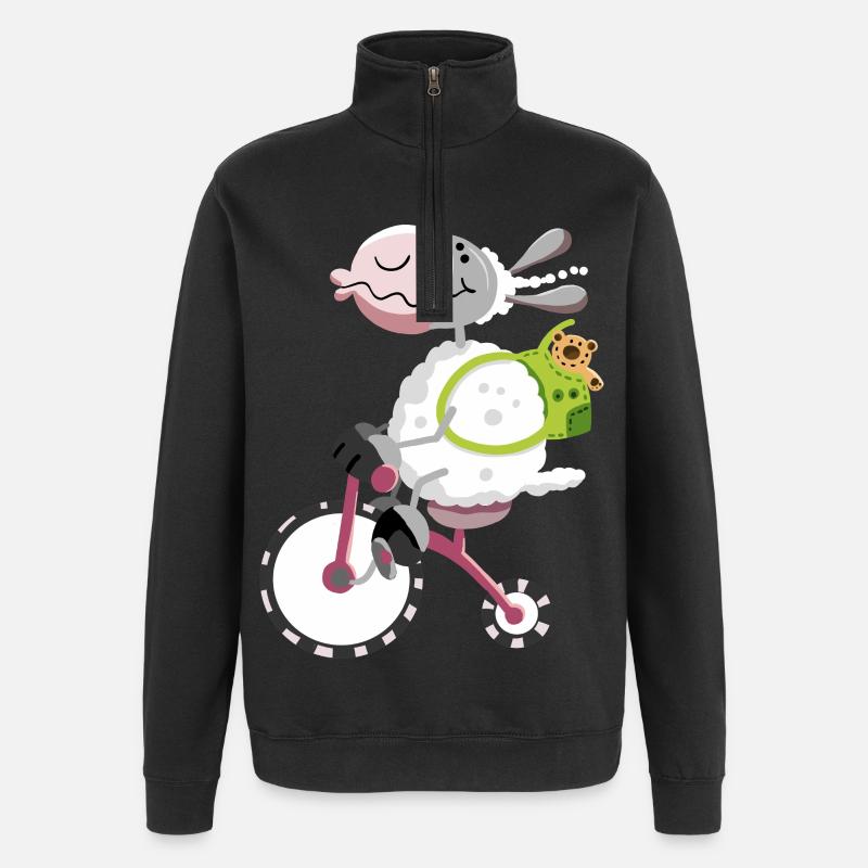 Mouton avec vélo - Sweat à zip 1/4 - noir