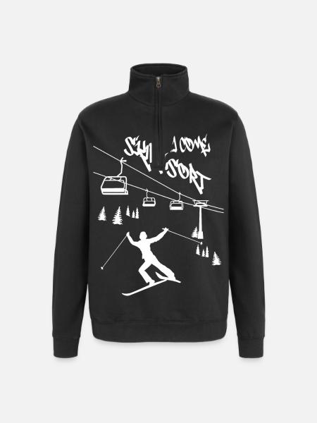 Skigebiet ich komme ! - Quarter-Zip-Sweatshirt - Schwarz