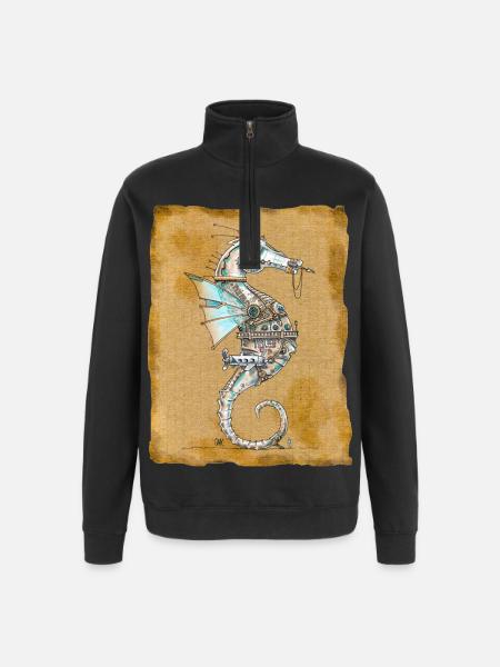 Seepferdchen Abyss'patrol von . Nemo - Quarter-Zip-Sweatshirt - Schwarz
