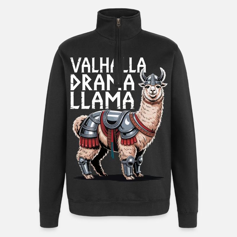 Valhalla Drama Lama - Quarter-Zip-Sweatshirt - Schwarz