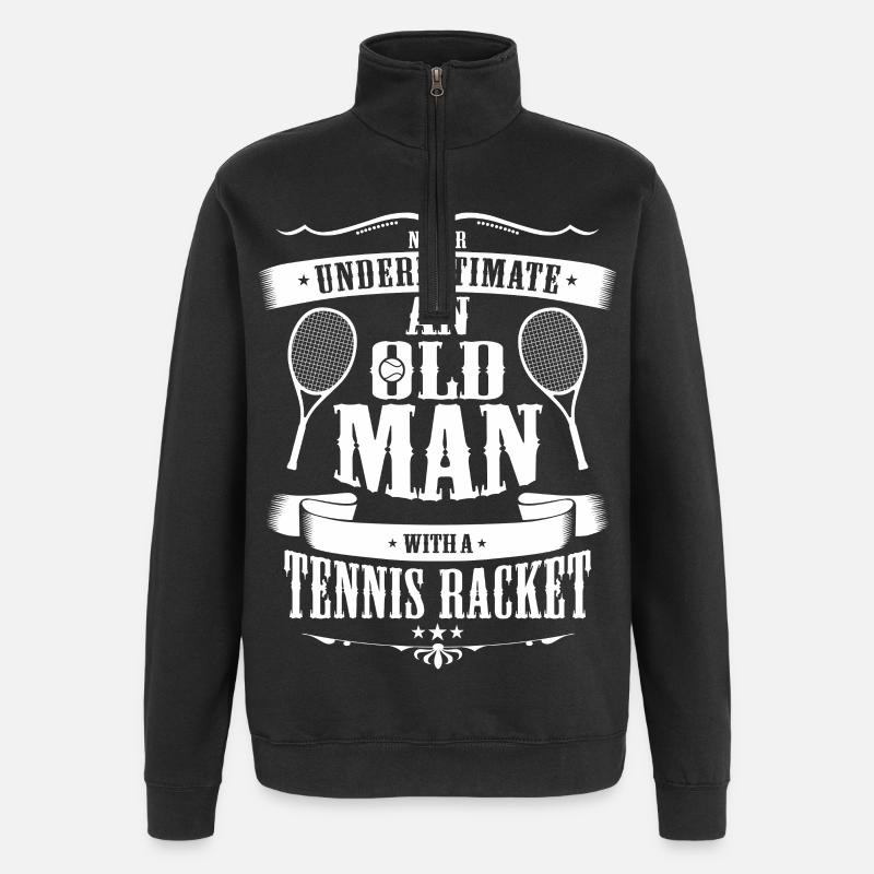 Never Underestimate An Old Man With Tennis Racket - Quarter-Zip Sweatshirt - black
