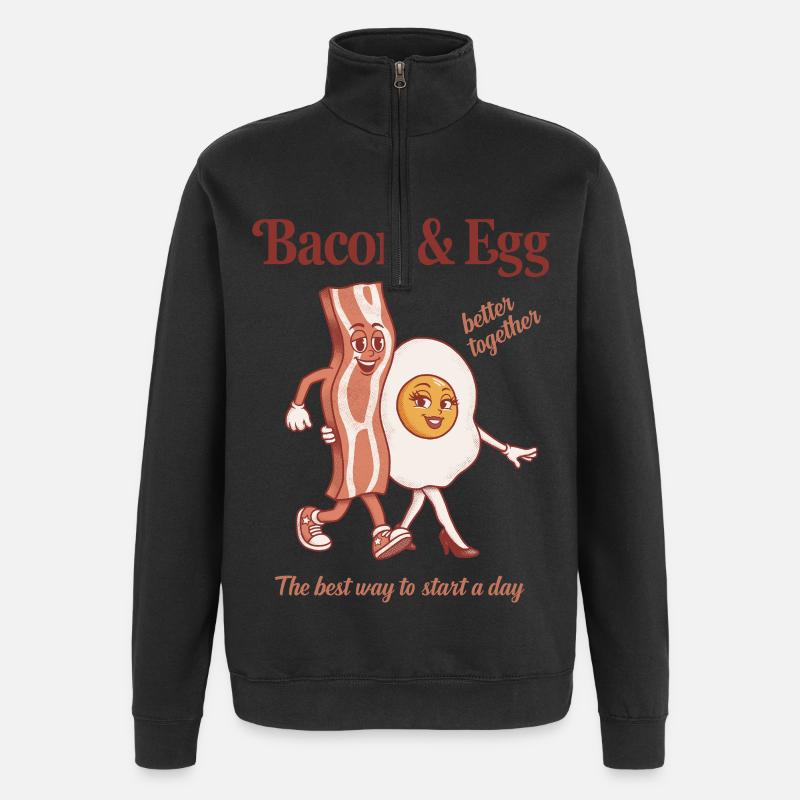 Bacon and Egg: Perfektes Duo - Quarter-Zip-Sweatshirt - Schwarz